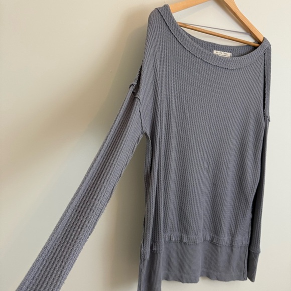 We The Free People Oversized Waffle Knit Shirt Size XS - Picture 3 of 11